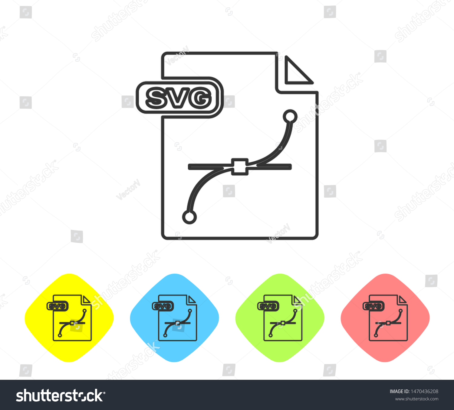 SVG of Grey line SVG file document. Download svg button icon isolated on white background. SVG file symbol. Set icons in color rhombus buttons. Vector Illustration svg