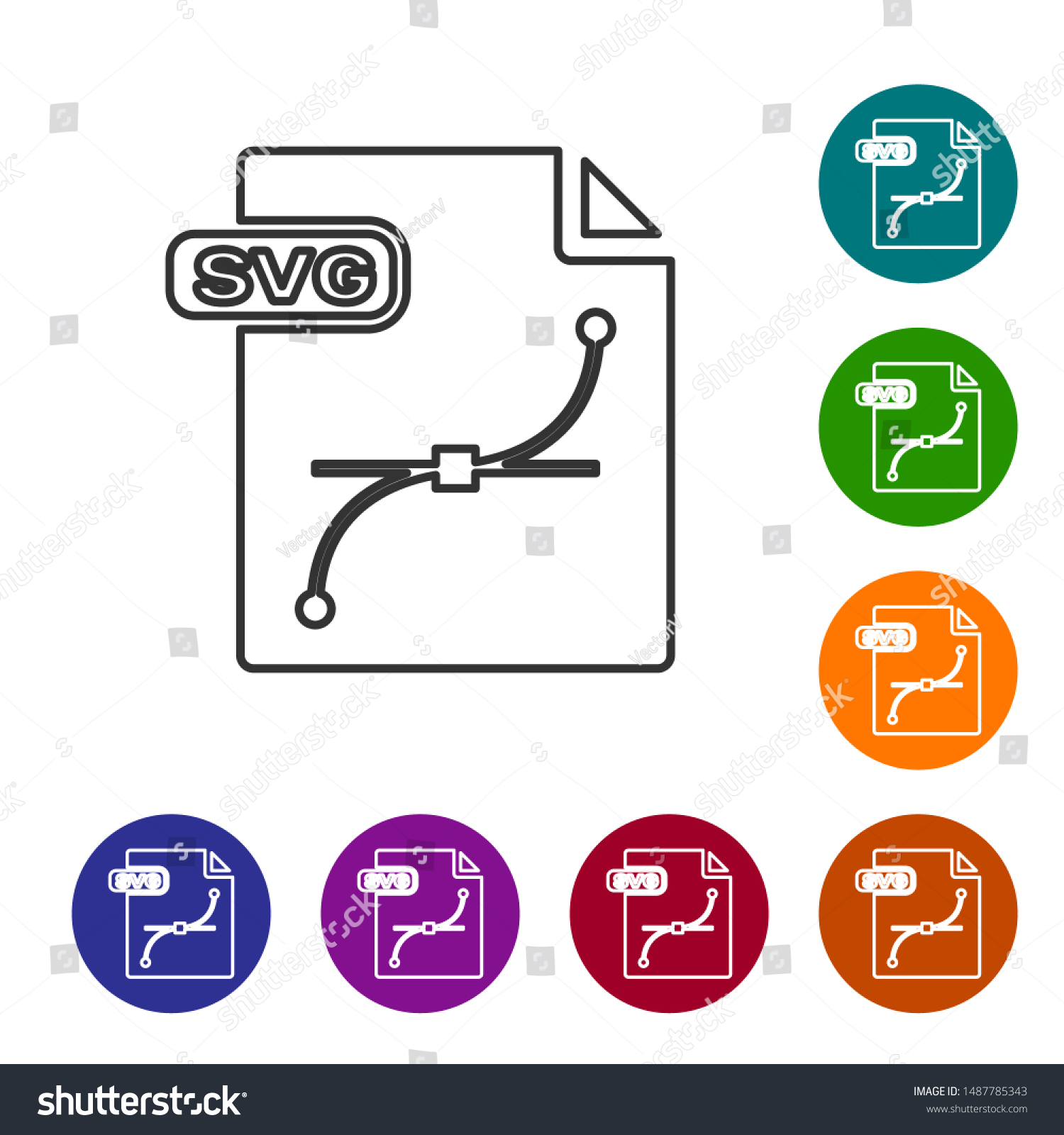 SVG of Grey line SVG file document. Download svg button icon isolated on white background. SVG file symbol. Set icons in color circle buttons. Vector Illustration svg