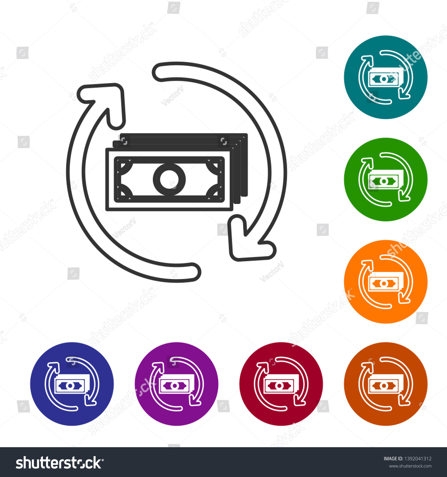 Grey Refund Money Line Icon On Stock Vector Royalty Free - 