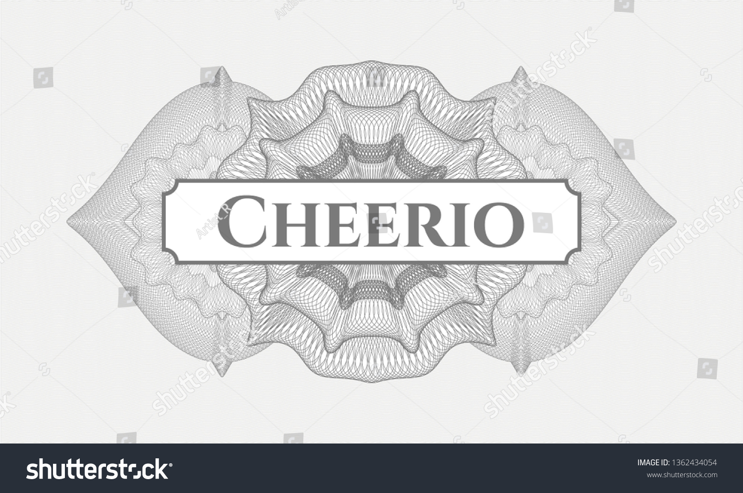 SVG of Grey rosette (money style emblem) with text Cheerio inside svg