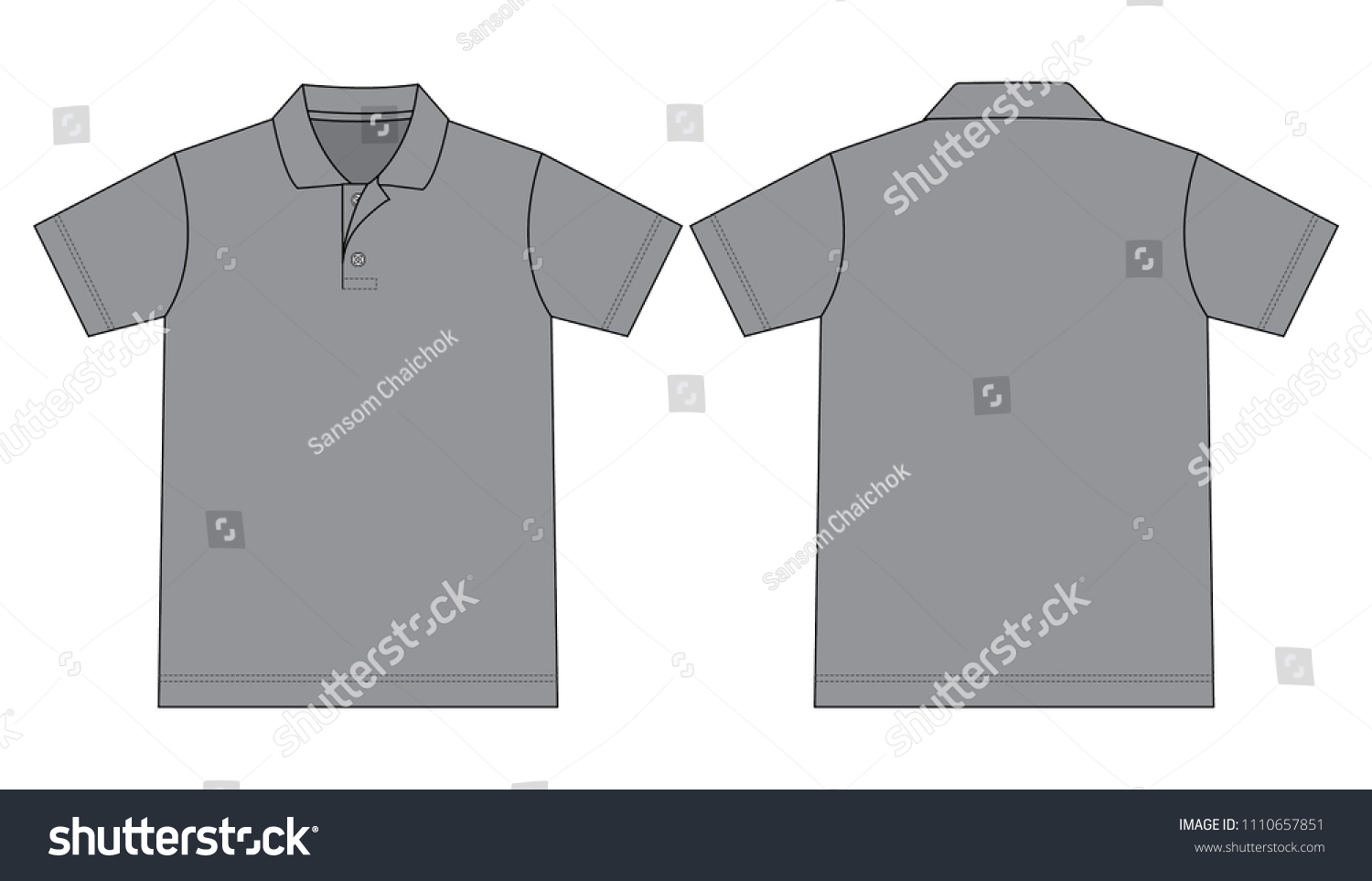 Gray Short Sleeve Polo Shirt Vector Stock Vector (Royalty Free 
