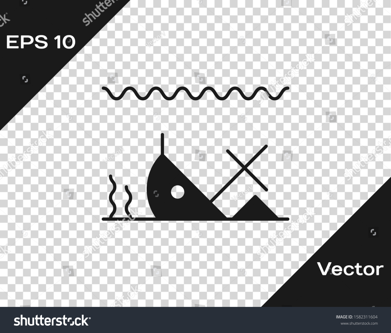 grey sunken ship bottom sea icon stock vector royalty free 1582311604 shutterstock