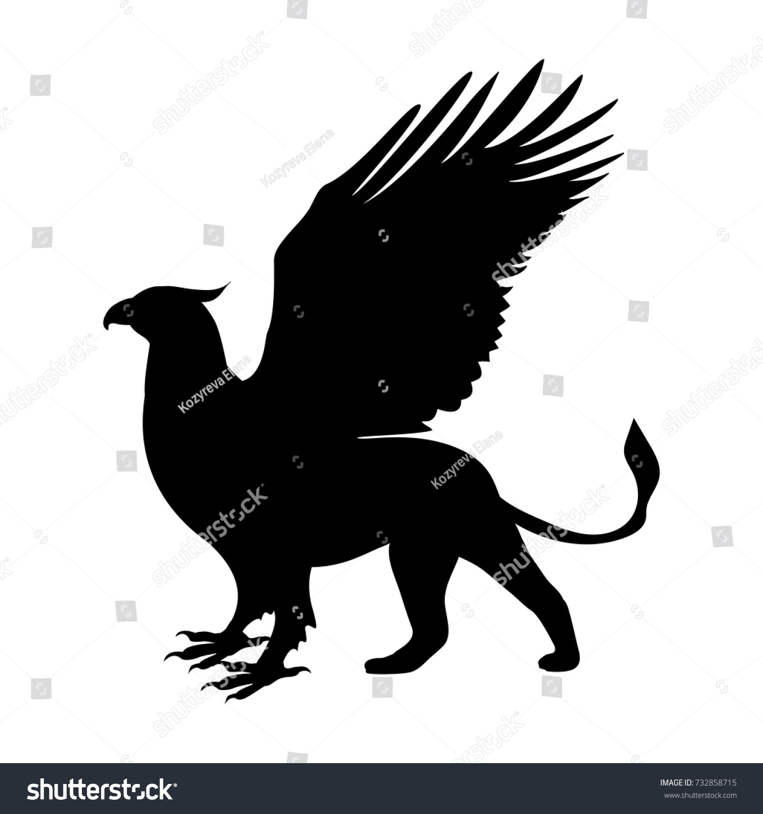 Griffin Silhouette Ancient Mythology Fantasy Vector Stock Vector ...