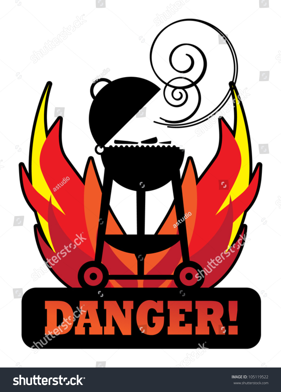 Grill Danger Sign Vector Illustration Stock Vector (Royalty Free) 105119522