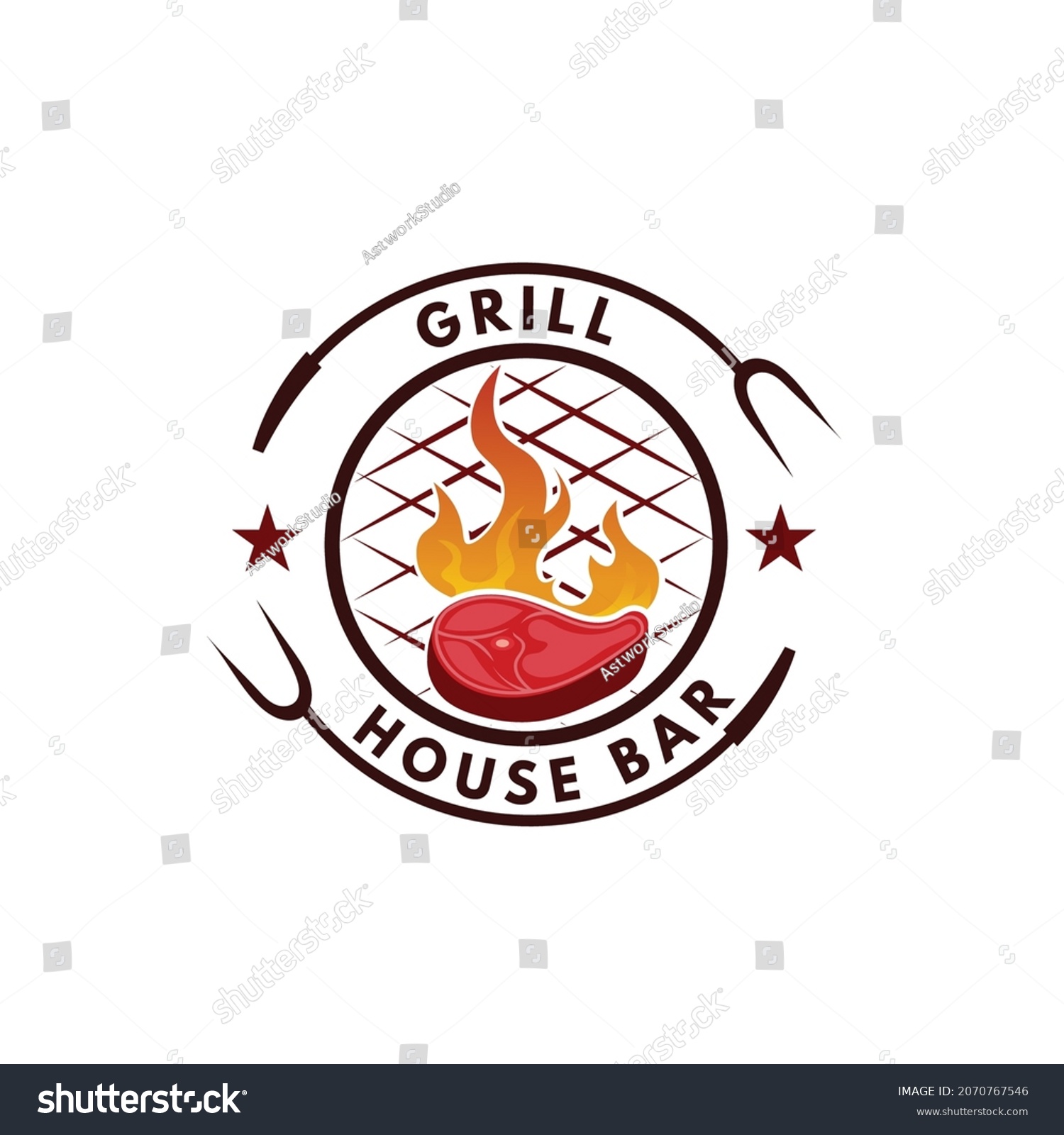 Grill Steak House Vector Logo Stock Vector (Royalty Free) 2070767546 ...