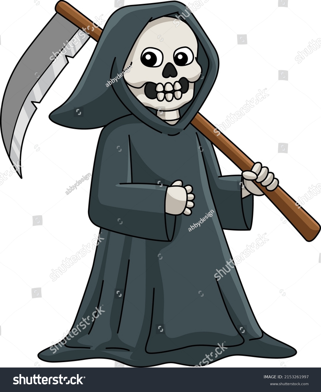 Grim Reaper Halloween Cartoon Colored Clipart Stock Vector (Royalty ...