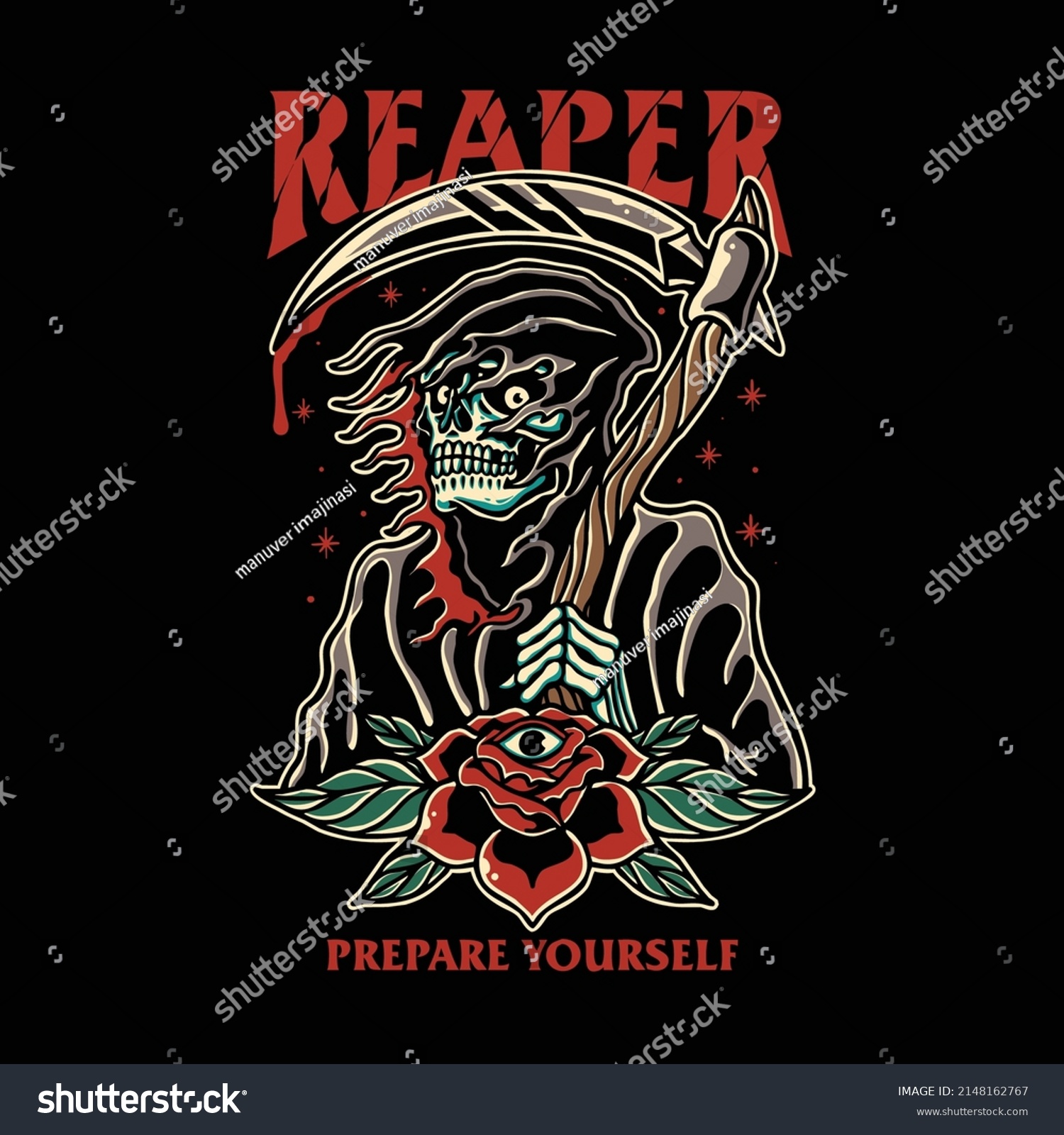 Grim Reaper Old School Style Stock Vector (Royalty Free) 2148162767 ...