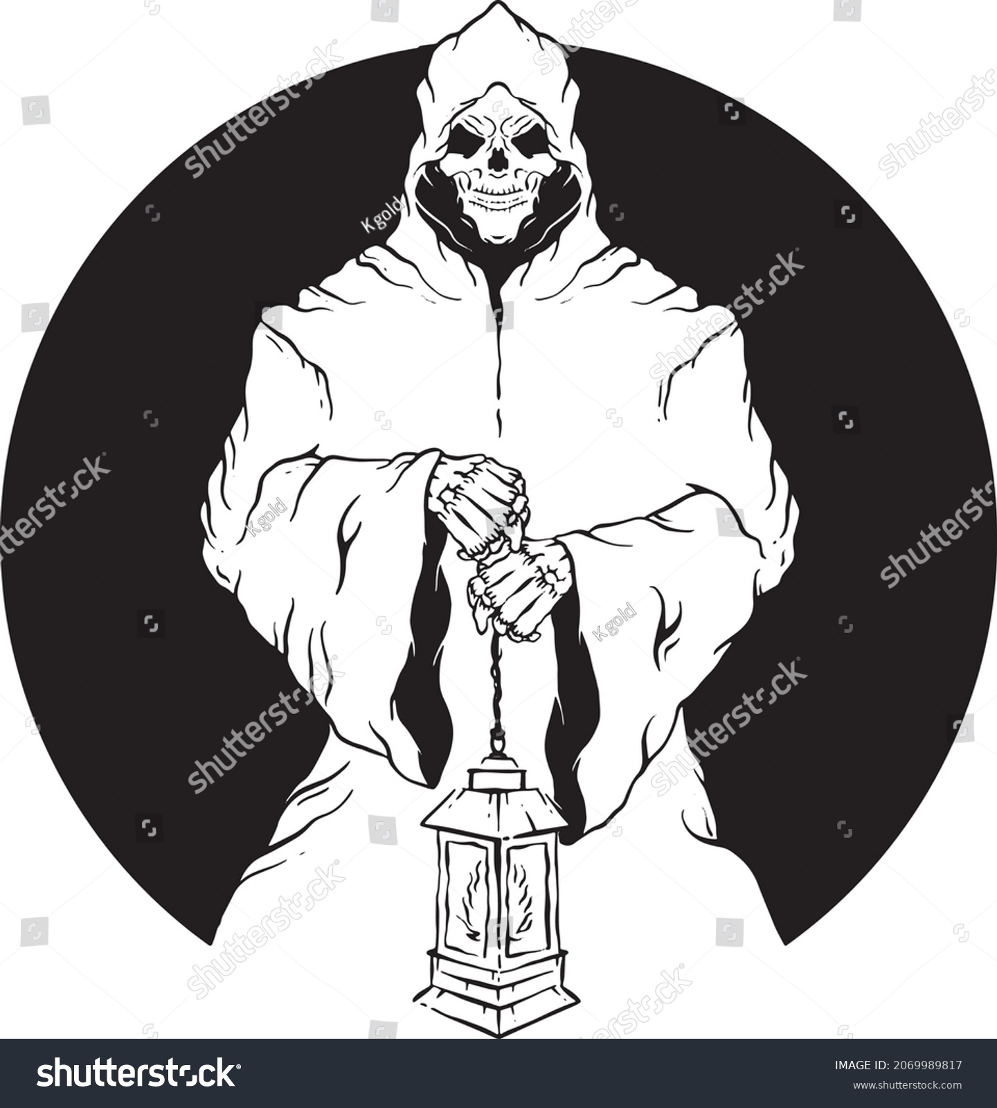 Grim Reaper Lamp Black Vector Stock Vector (Royalty Free) 2069989817