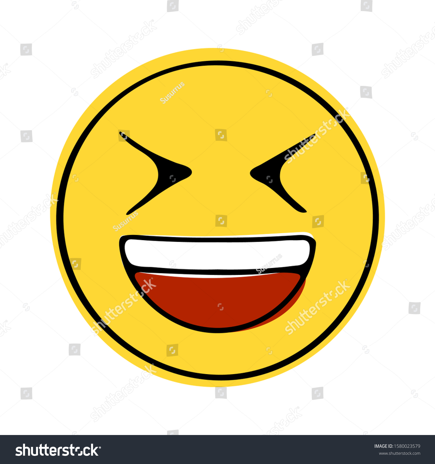 Grinning Squinting Face Doodle Emoji Vector Stock Vector (Royalty Free ...