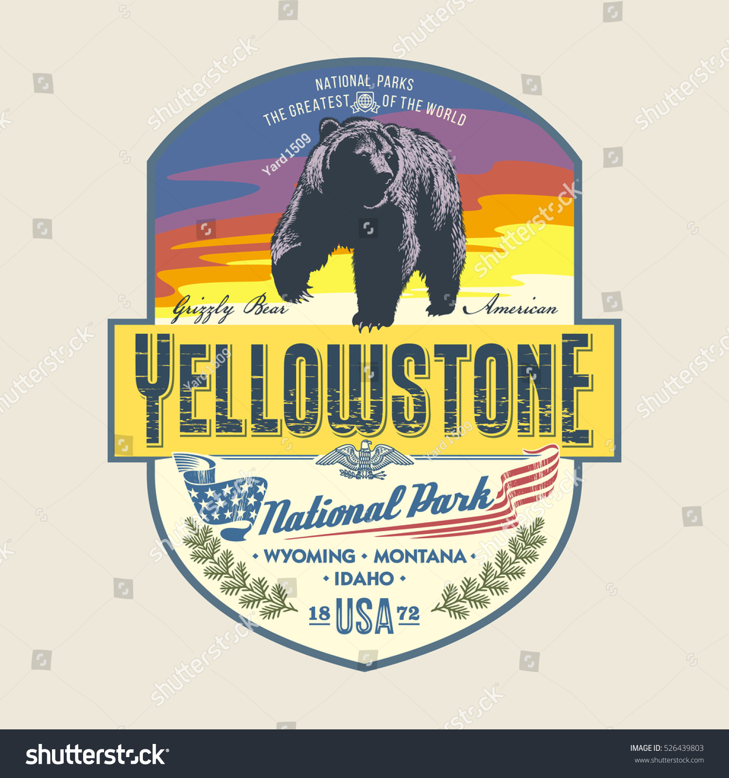 Grizzly Bear Dawn National Park Yellowstone Stock Vector (Royalty Free ...