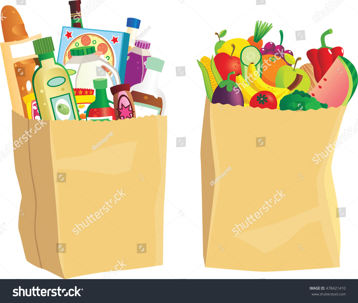 Grocery Shopping Bags Stock Vector (Royalty Free) 478421410