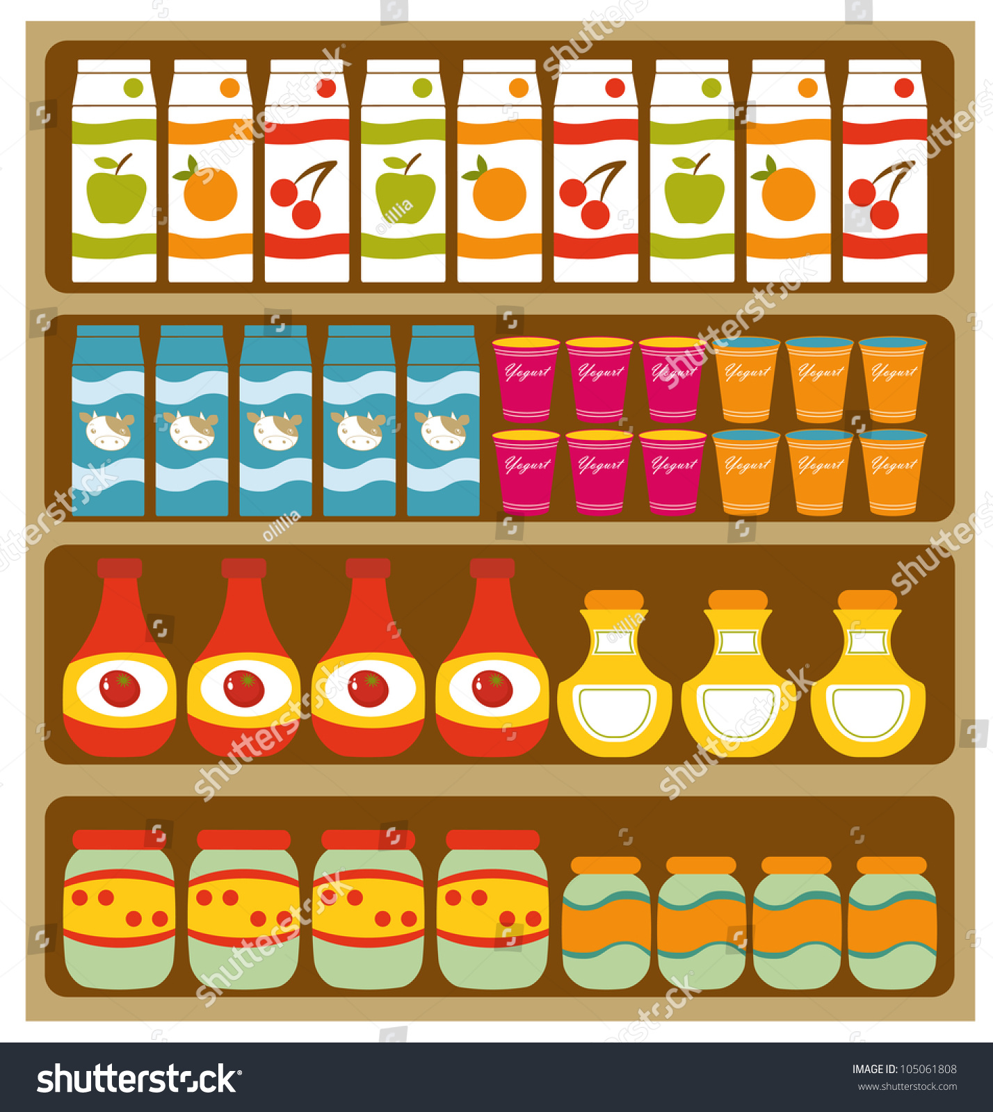 Grocery Store Shelves Stock Vector Illustration 105061808 : Shutterstock