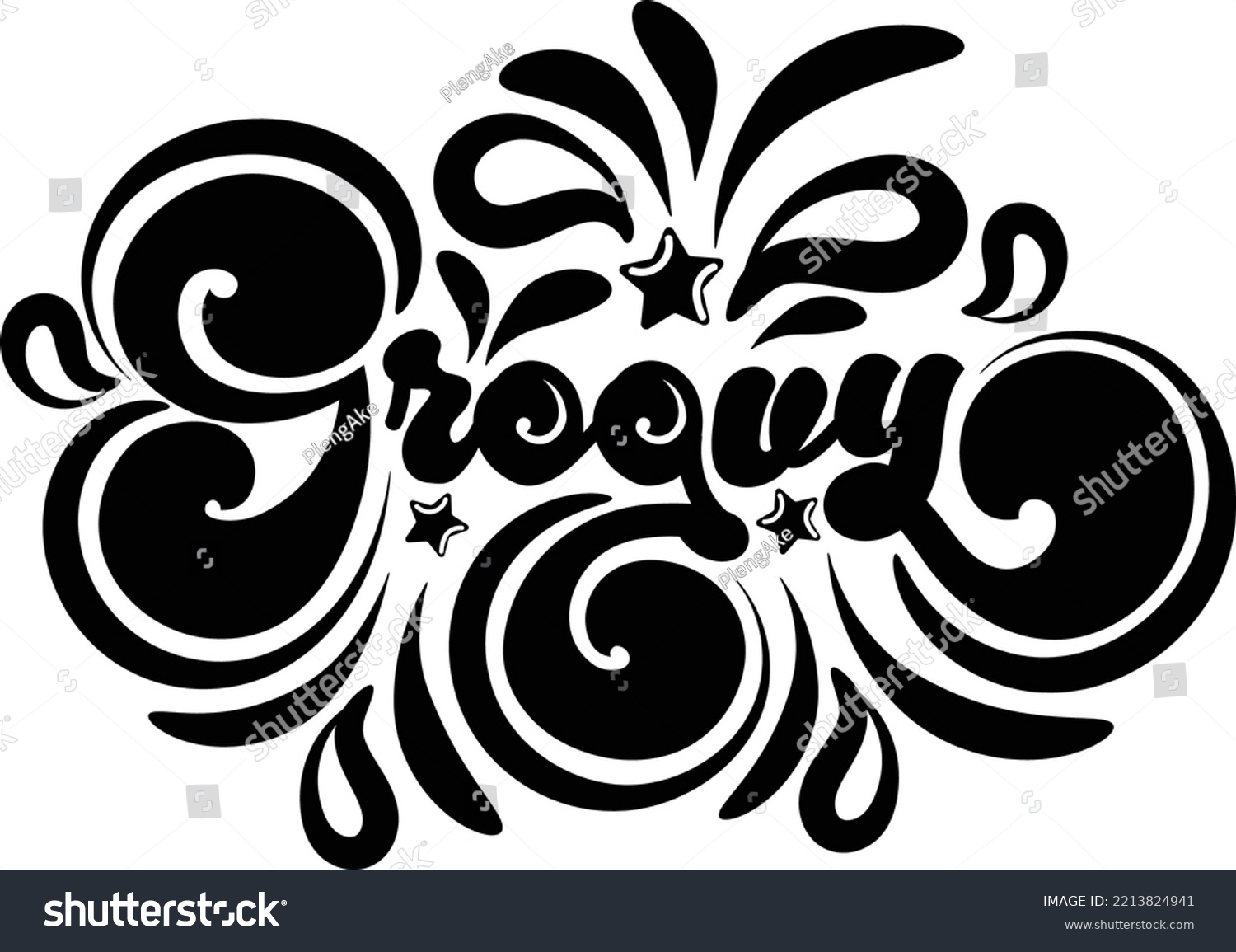 SVG of Groovry lettering is vintage retro style combine with modern splashing water, the design Calligraphy letter has a unique and beautiful touch, which will make your product come alive!  svg