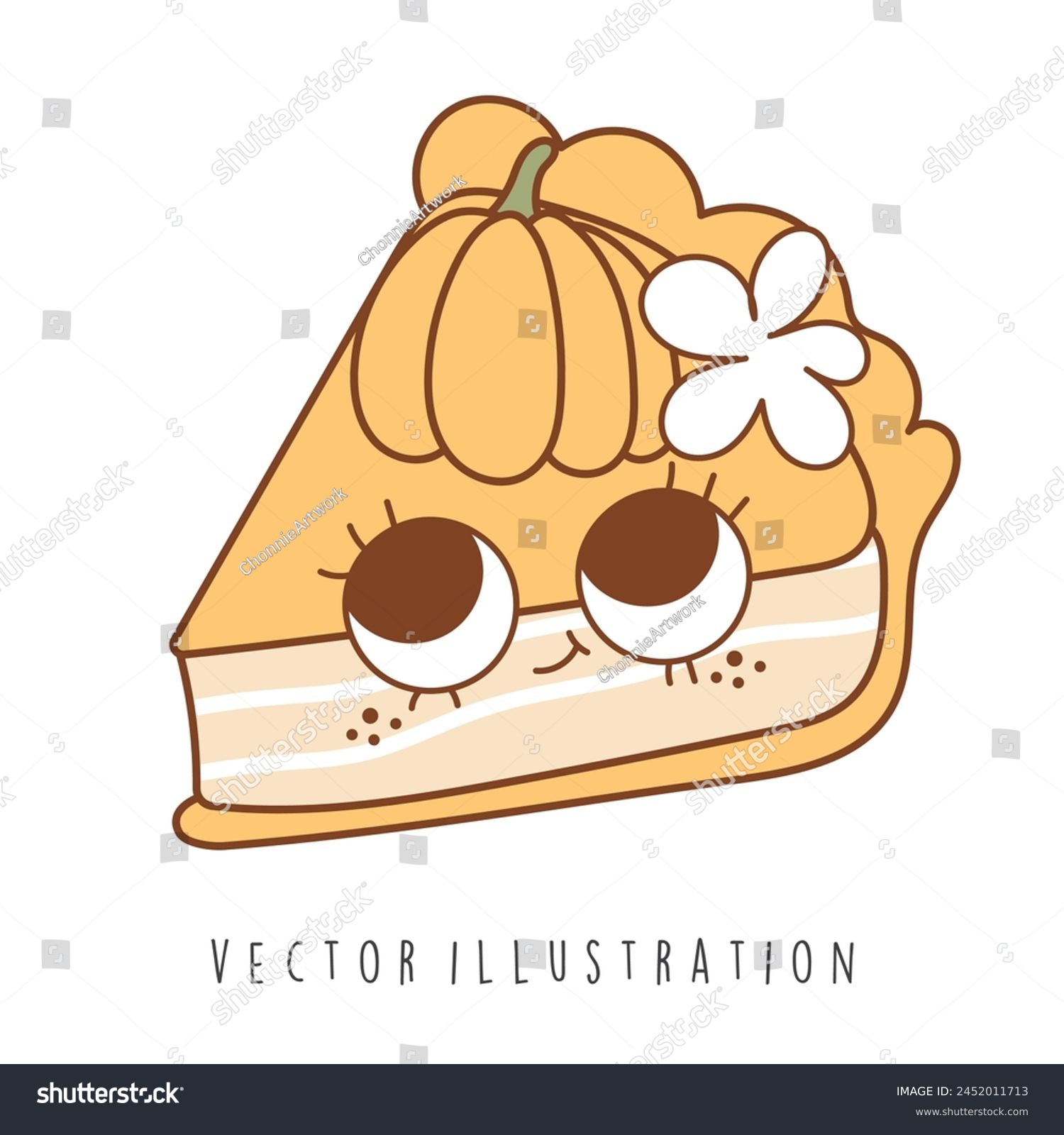 SVG of Groovy Autumn, Pumpkin Pie, Thanksgiving. Vector Illustration svg