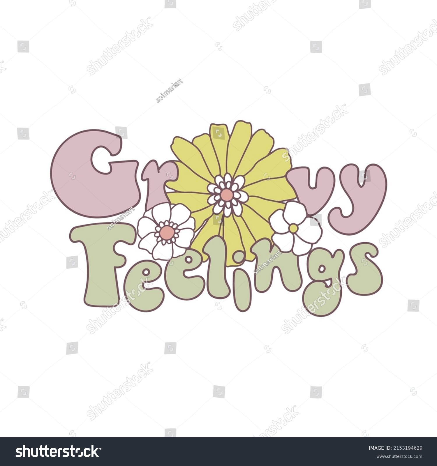 Groovy Feelings Lettering Illustration Hand Drawn Stock Vector (Royalty ...