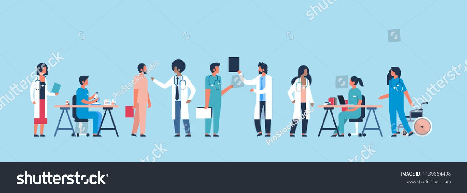 Group Doctors Hospital Communication Making Scientific Stock Vector ...