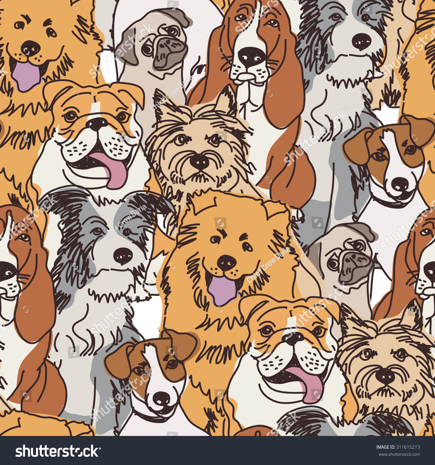 Group Dogs Seamless Pattern Color Crowd Stock Vector (Royalty Free ...