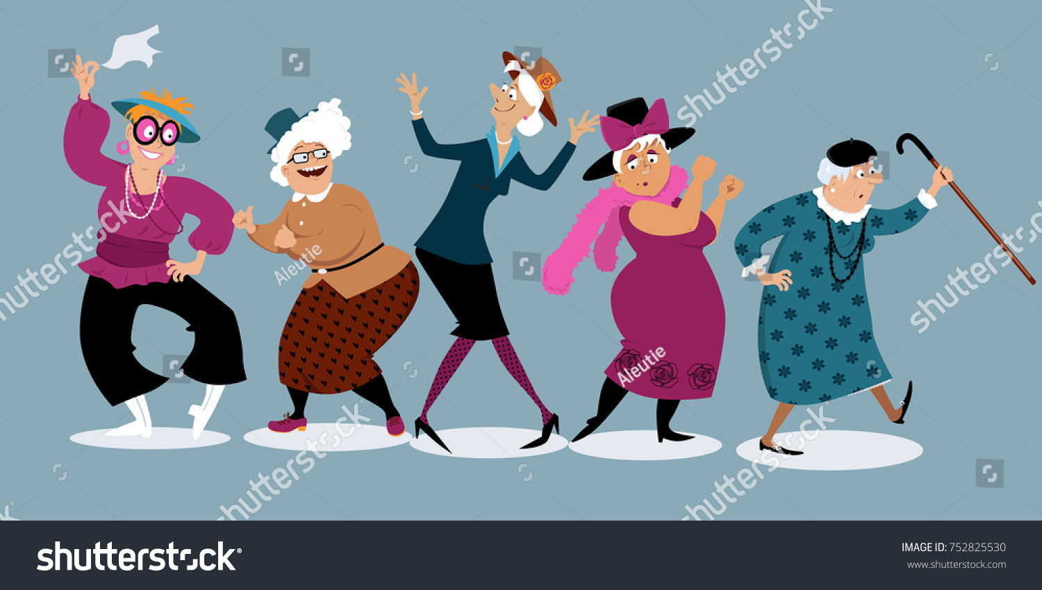 1,444 Old lady partying cartoon Images, Stock Photos & Vectors