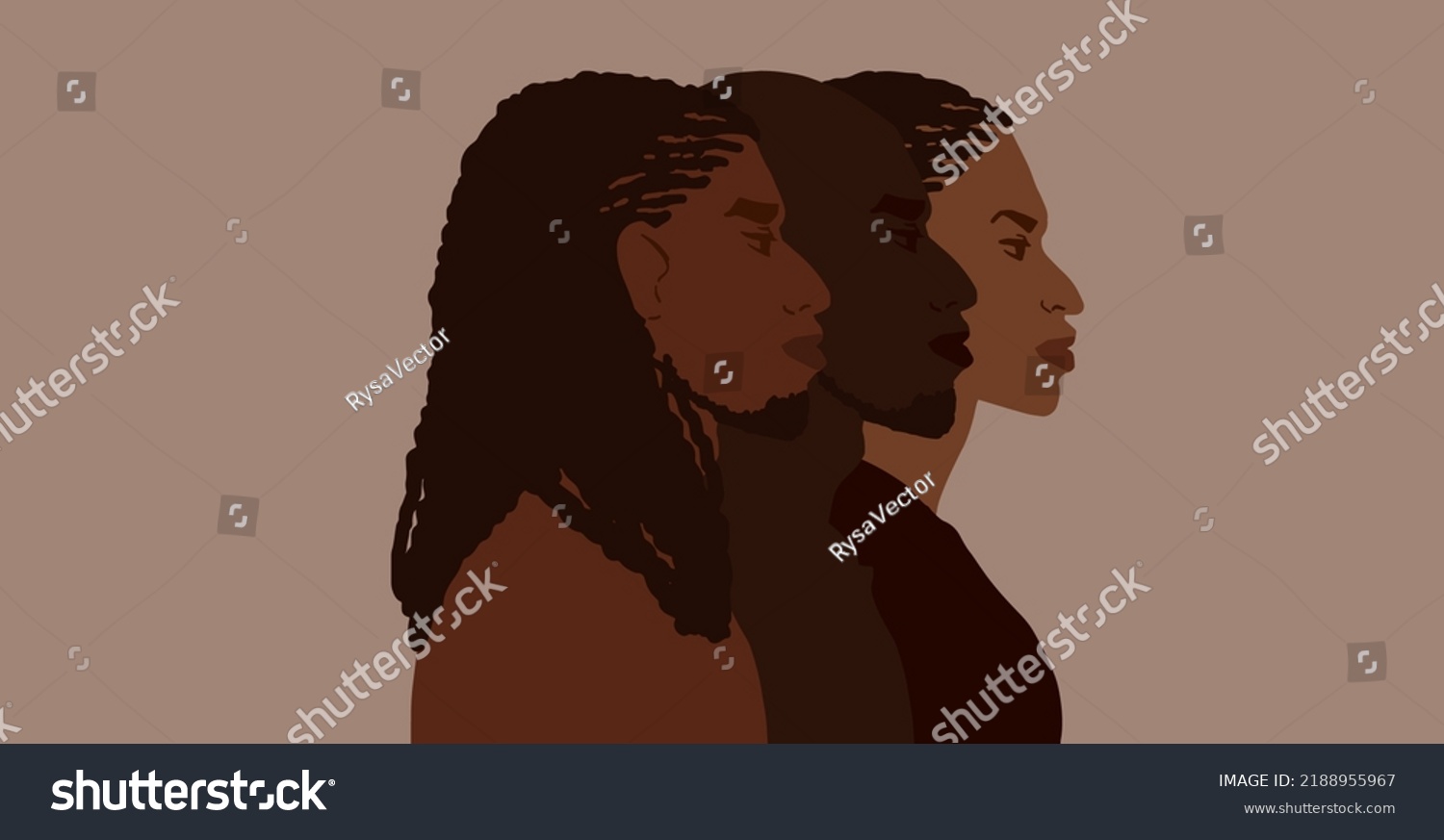 SVG of Group of african american people with differnt afro hair styles. Man and woman crowd illustration. Web banner art svg