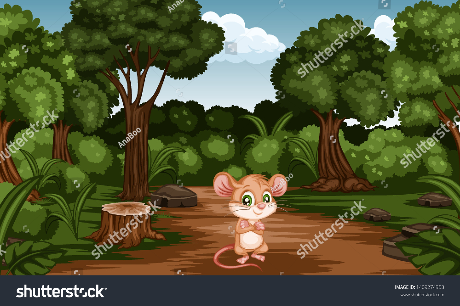 Group Cartoon Cheerful Mouse Forest Cute Stock Vector Royalty Free