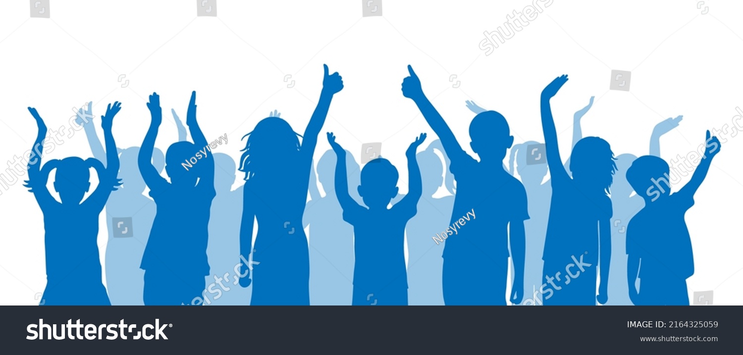 Group Children Applauding Thumb Like Sign Stock Vector (Royalty Free ...