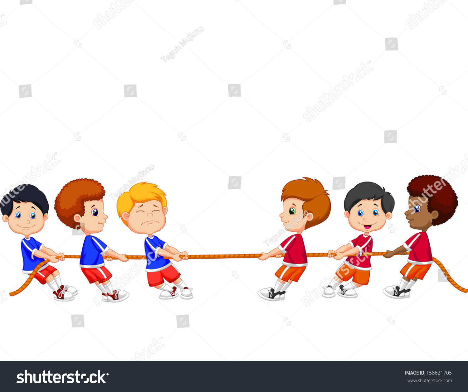 Group Children Playing Tug War Stock Vector 158621705 - Shutterstock