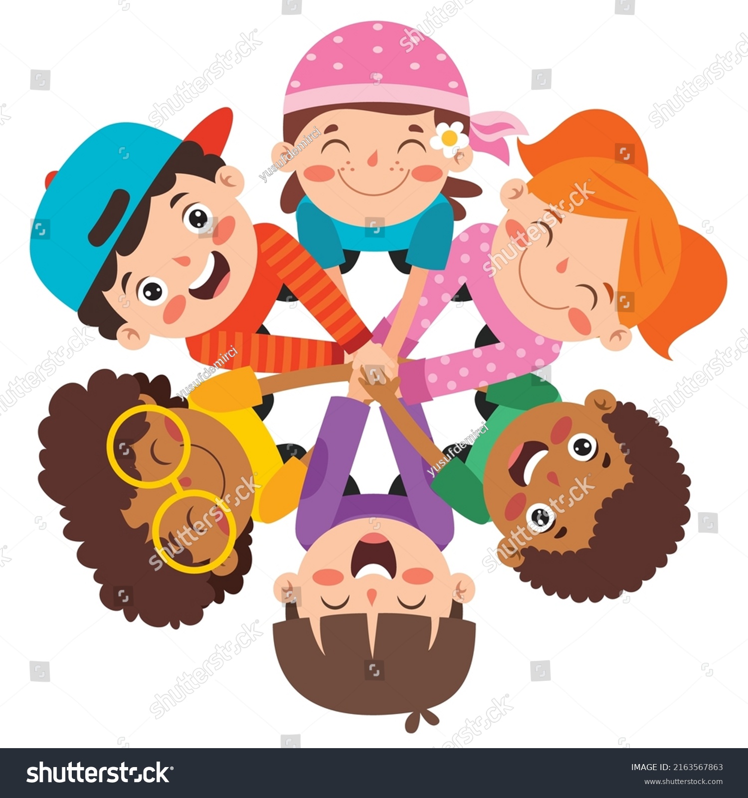 Group Children Putting Hands Together Stock Vector (Royalty Free ...