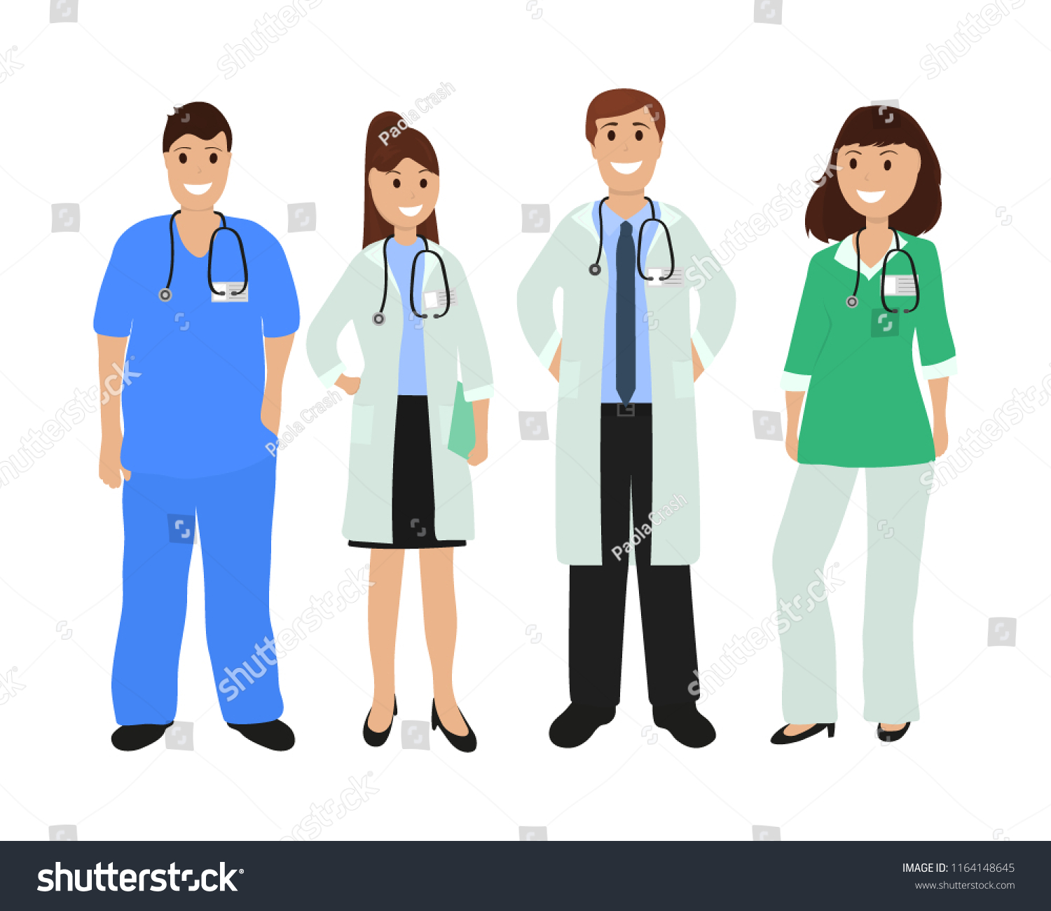 Group Doctors Hospital Flat Design Stock Vector (Royalty Free ...