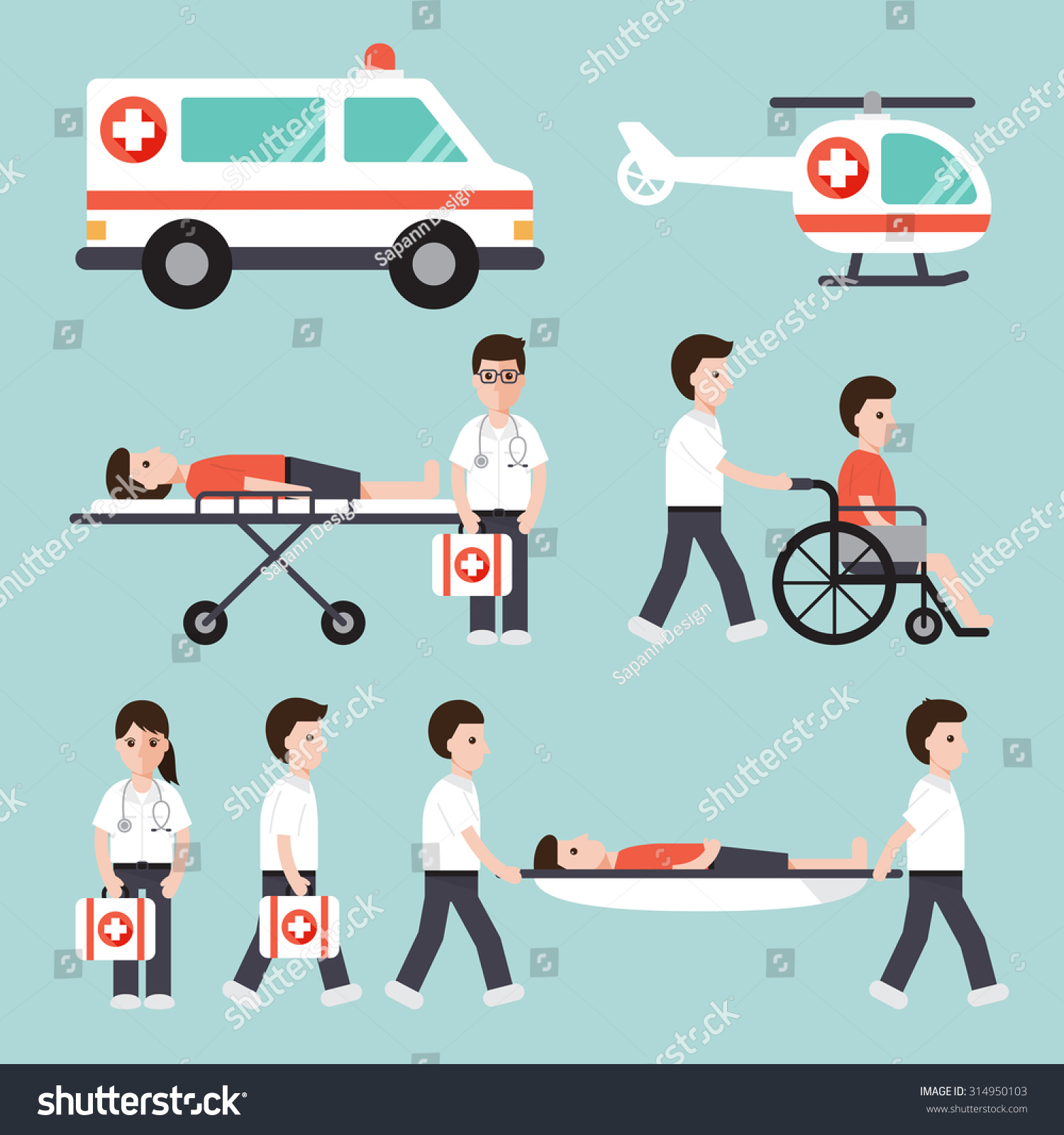 Group Doctors Nurses Paramedics Medical Staff Vector De Stock Libre De Regalías 314950103 