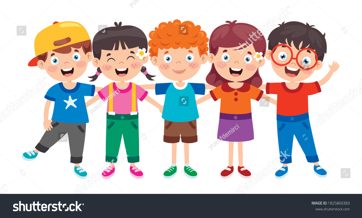 Group Happy Children Posing Stock Vector (Royalty Free) 1825860383 ...