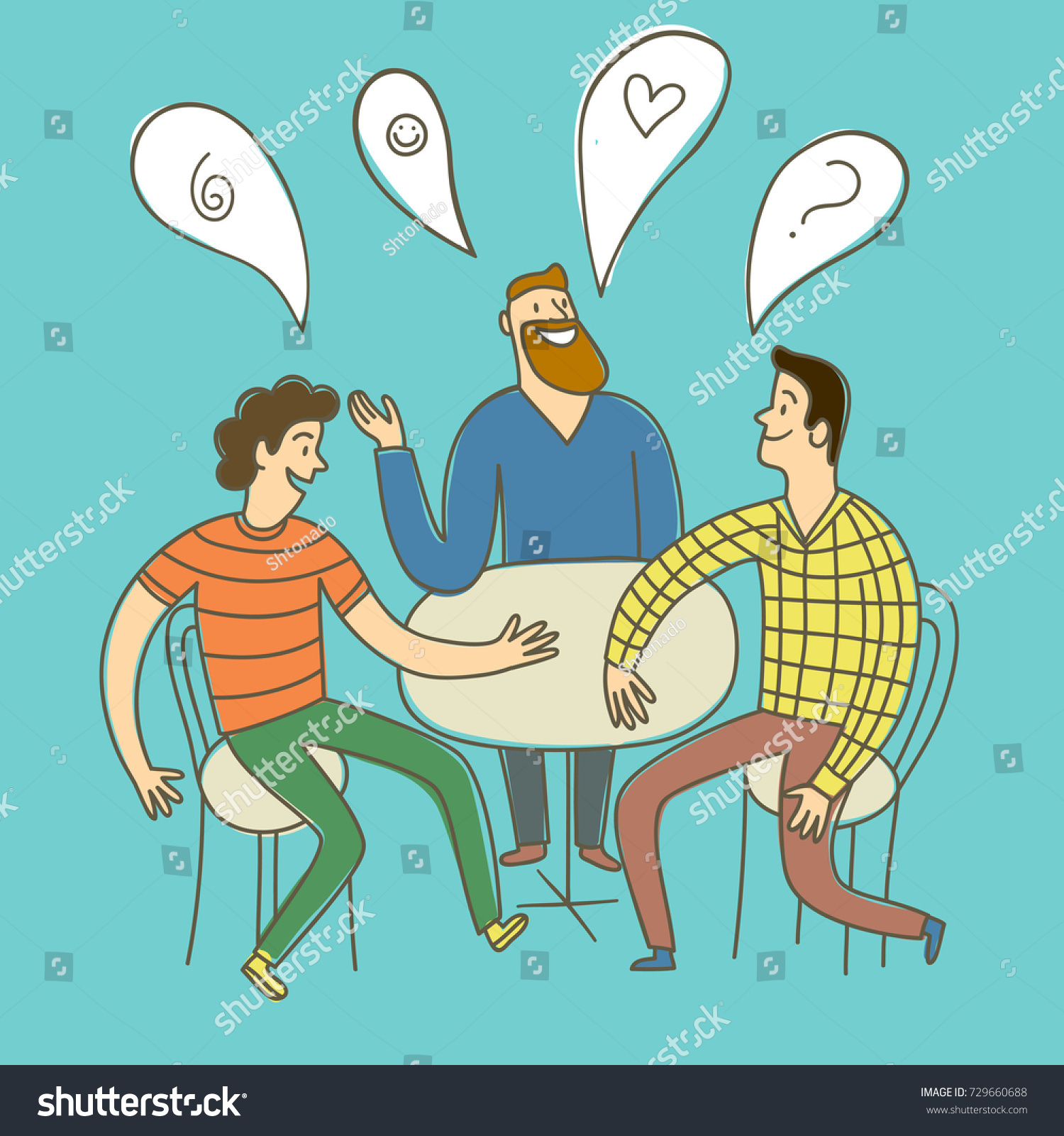 Group Happy Friends Sitting Table Laughing Stock Vector (Royalty Free ...