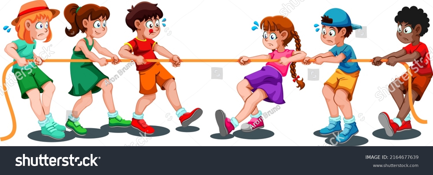 Group Kids Playing Tug War Stock Vector (Royalty Free) 2164677639 ...