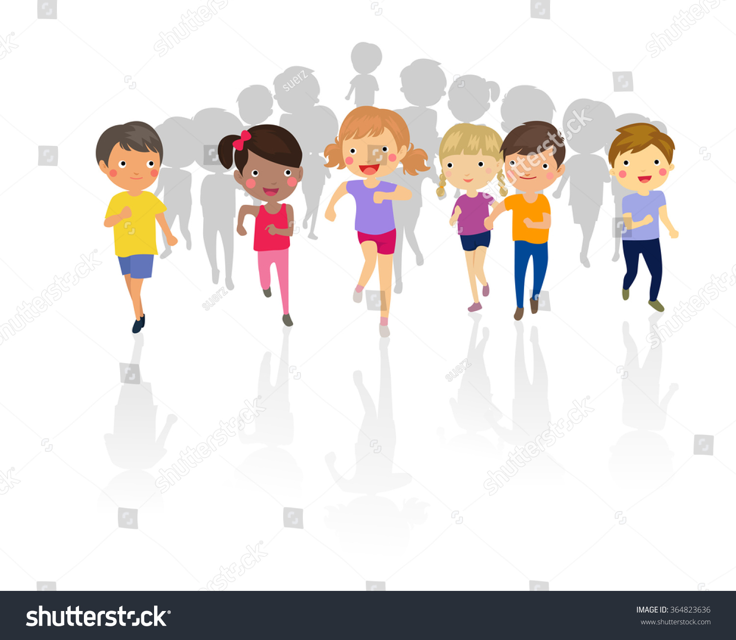 Group Kids Running Stock Vector (Royalty Free) 364823636 - Shutterstock