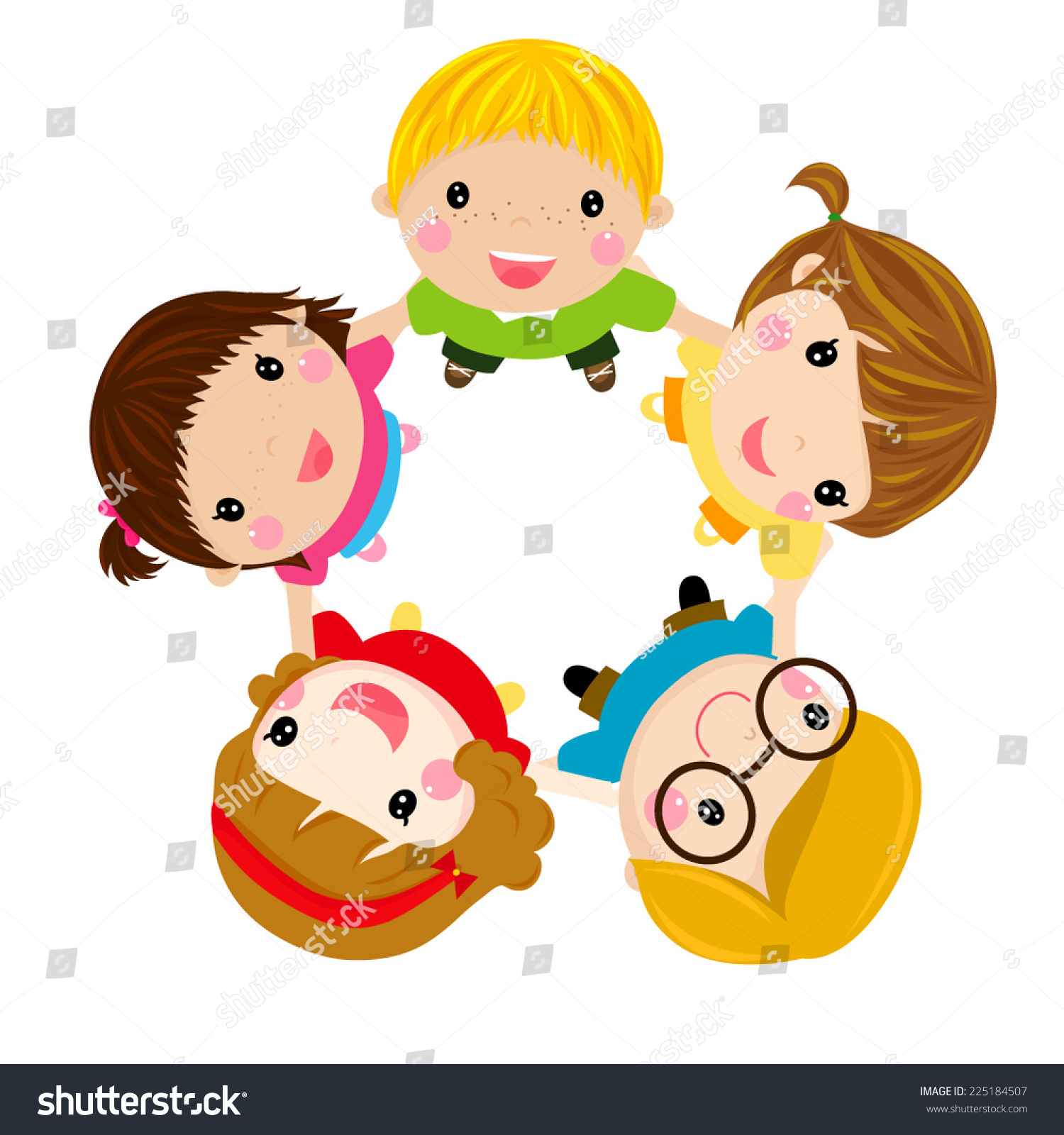 Group Kids Stand Around Stock Vector (royalty Free) 225184507