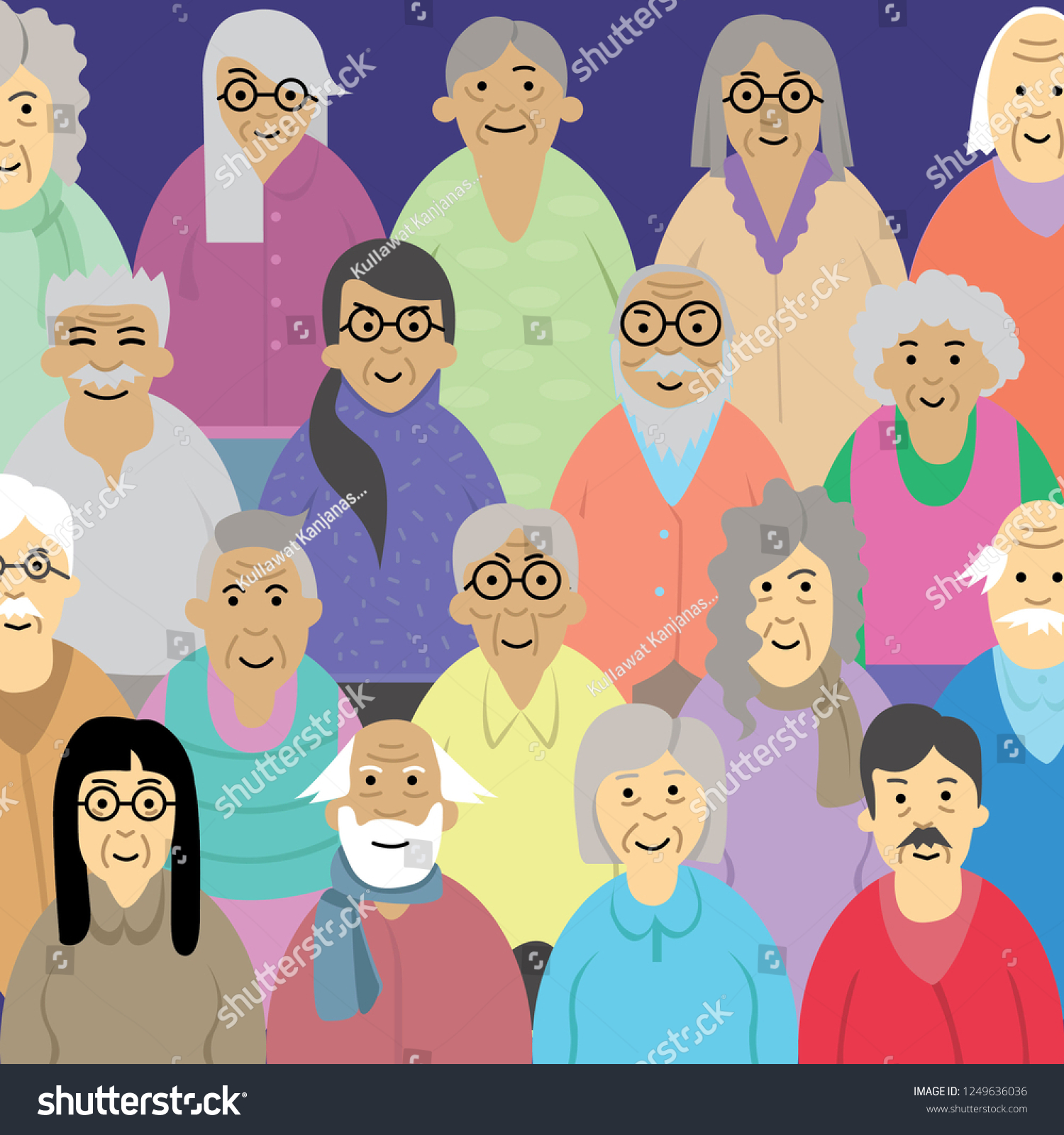 Group Old People Aging Society Man Stock Vector (Royalty Free ...