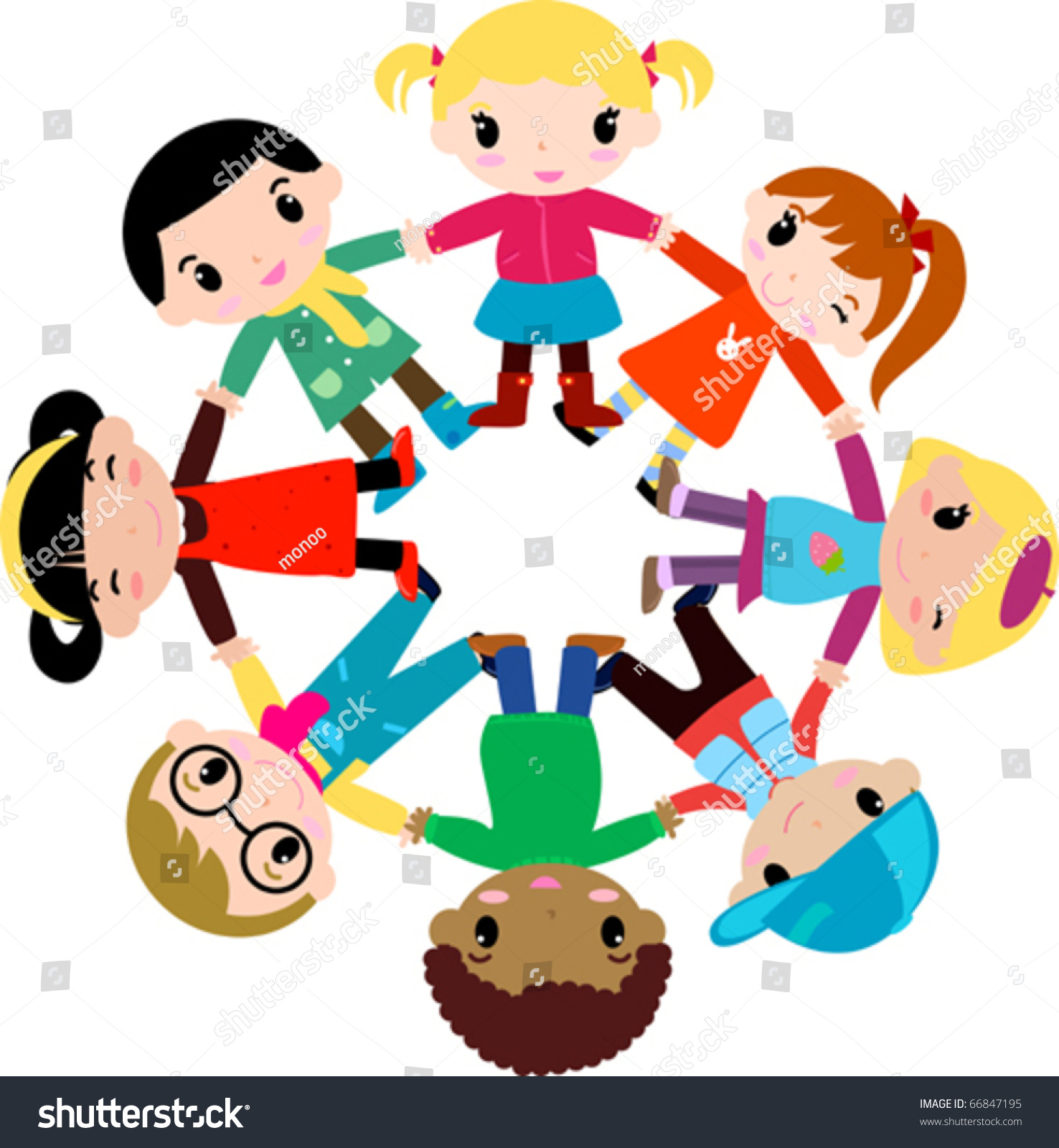 Group Of Playing Children Hand In Hand Stock Vector Illustration ...