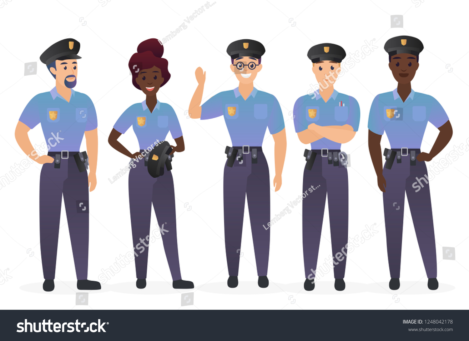 Group Police Officers People Man Woman Stock Vector (Royalty Free ...