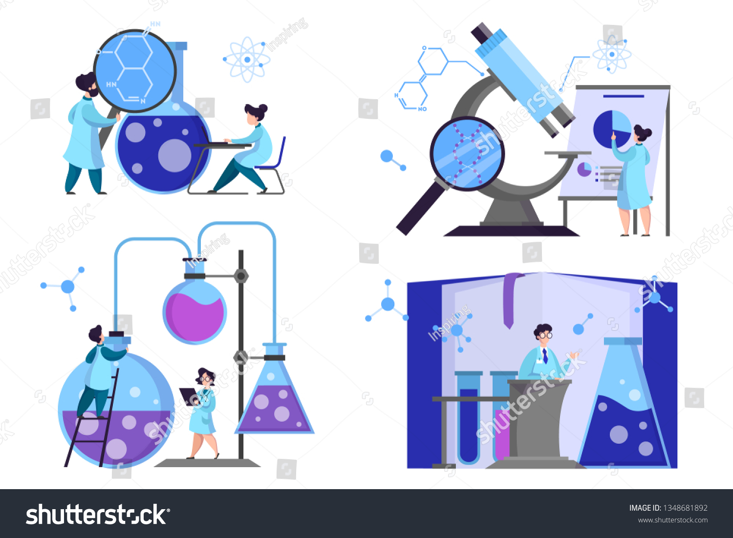 Group Scientist Making Medical Research Laboratory Stock Vector ...