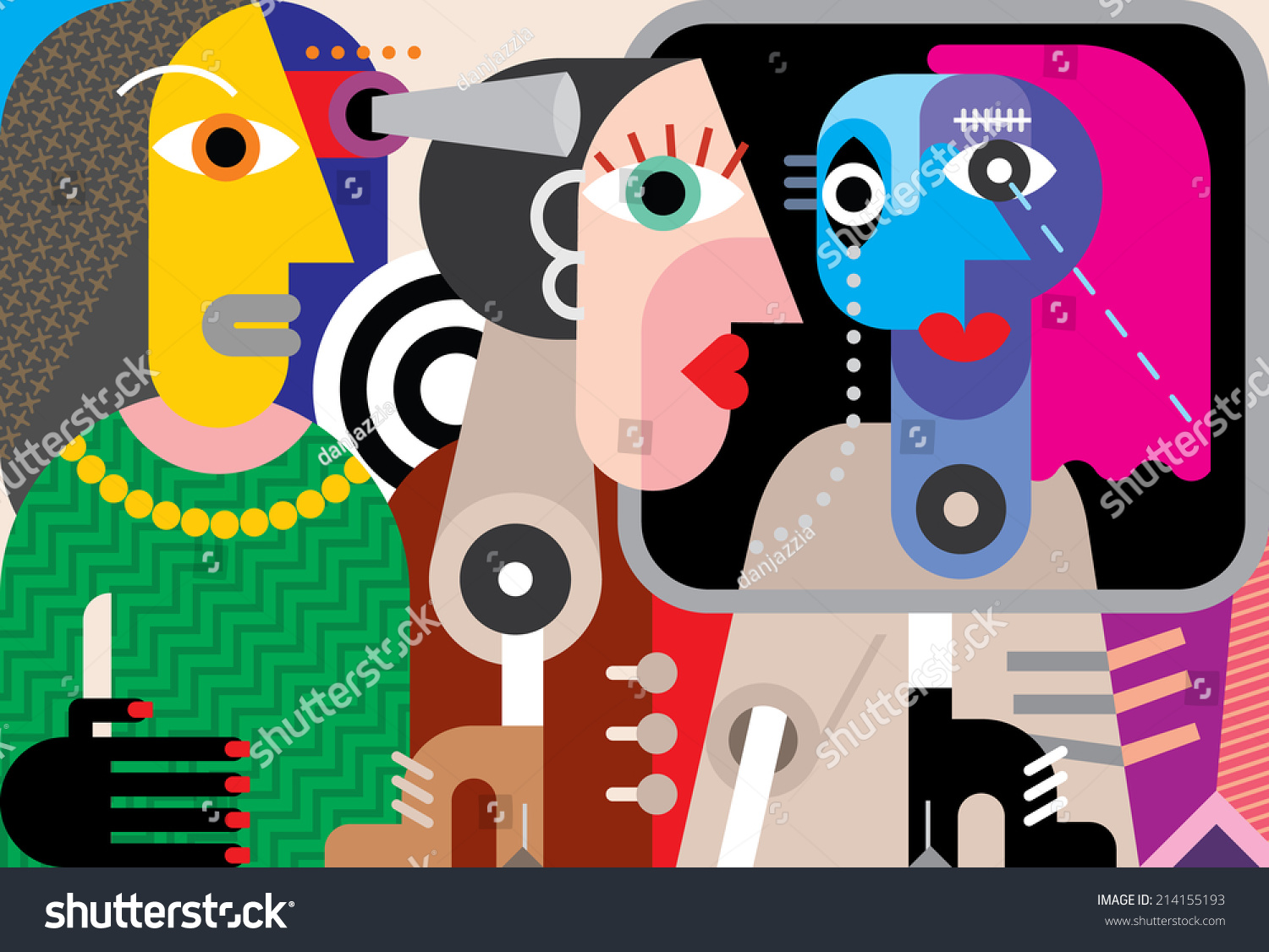 Group Of Strange People - Abstract Art Vector Illustration. - 214155193 ...