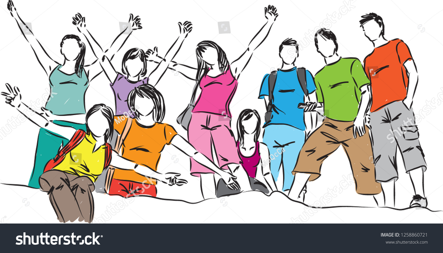 Group Teenagers People Vector Illustration Stock Vector (Royalty Free ...