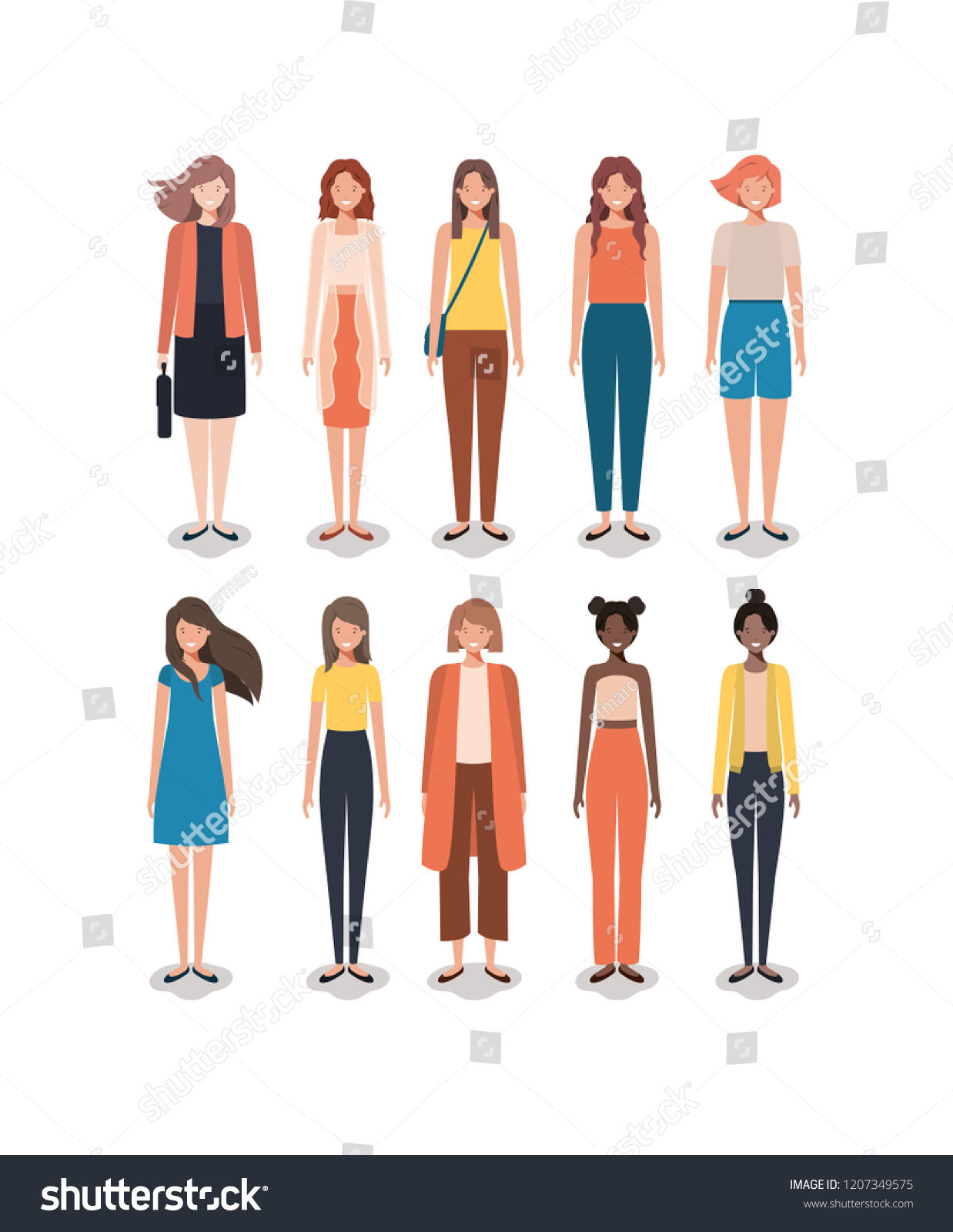 Group Women Friends Characters Stock Vector (Royalty Free) 1207349575