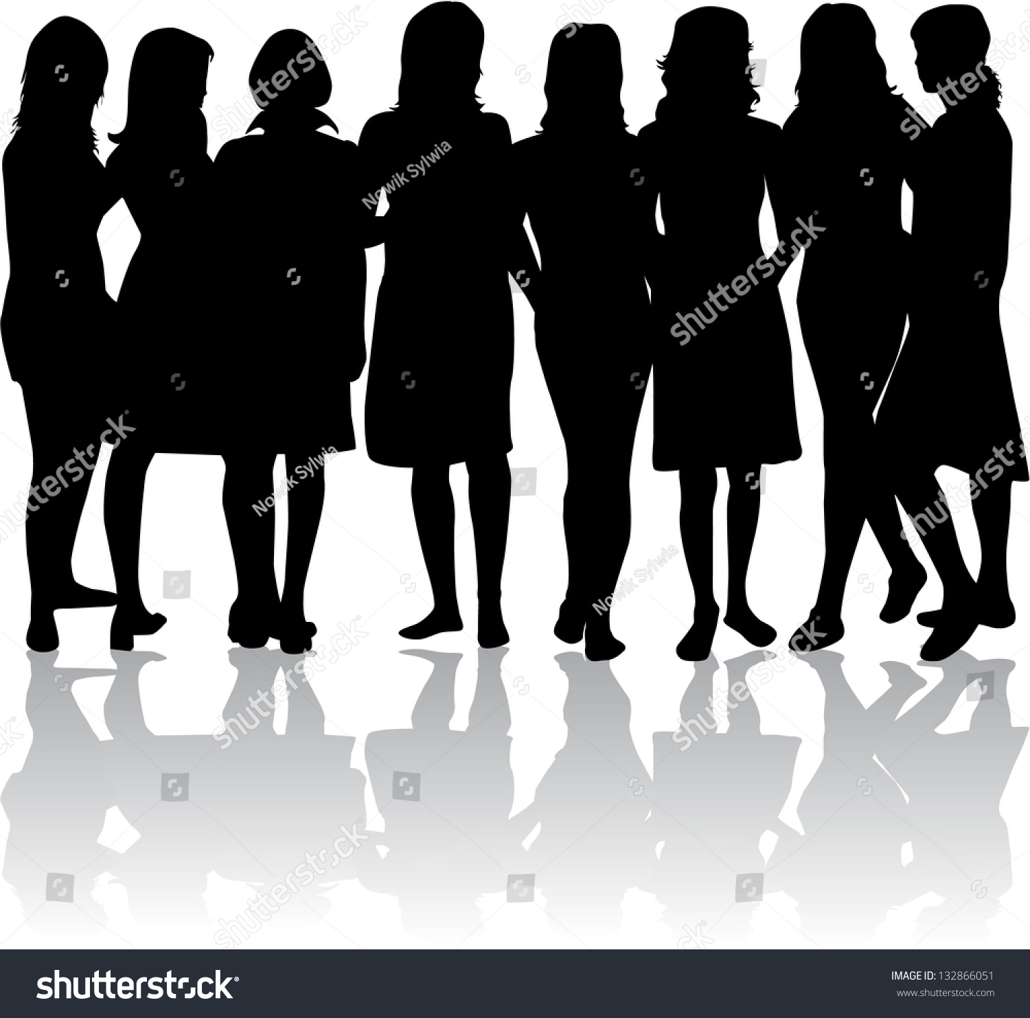 Group Womens Black Silhouettes Stock Vector 132866051 - Shutterstock