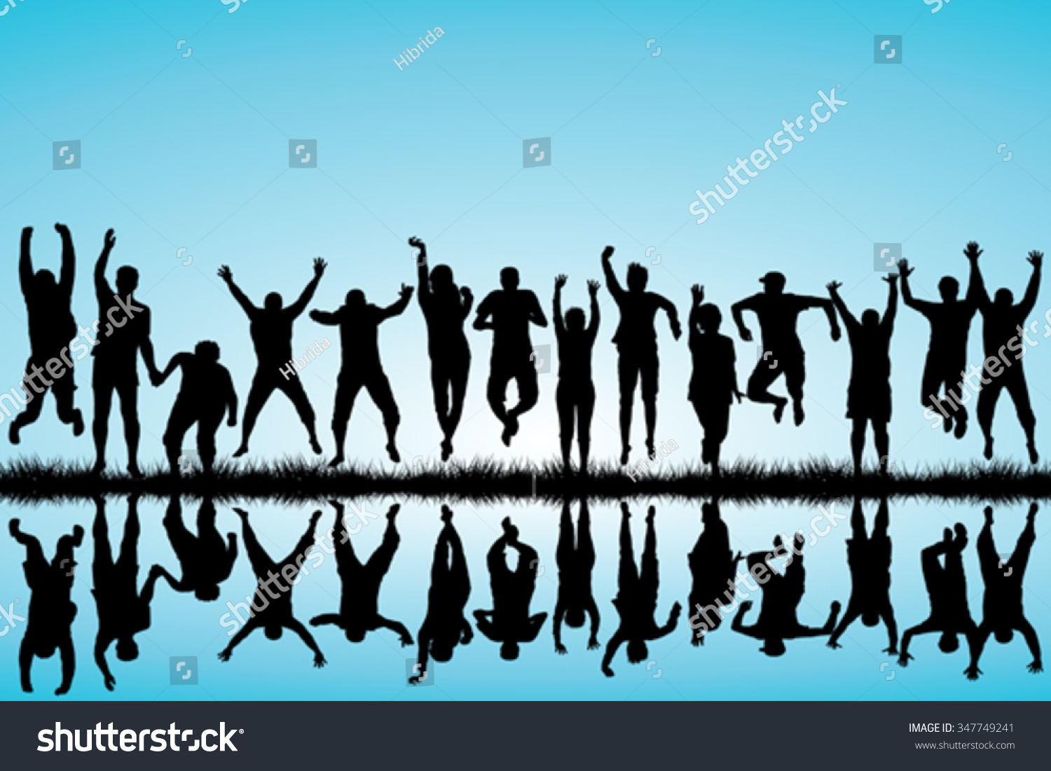 Group Young People Jumping Stock Vector (Royalty Free) 347749241 ...