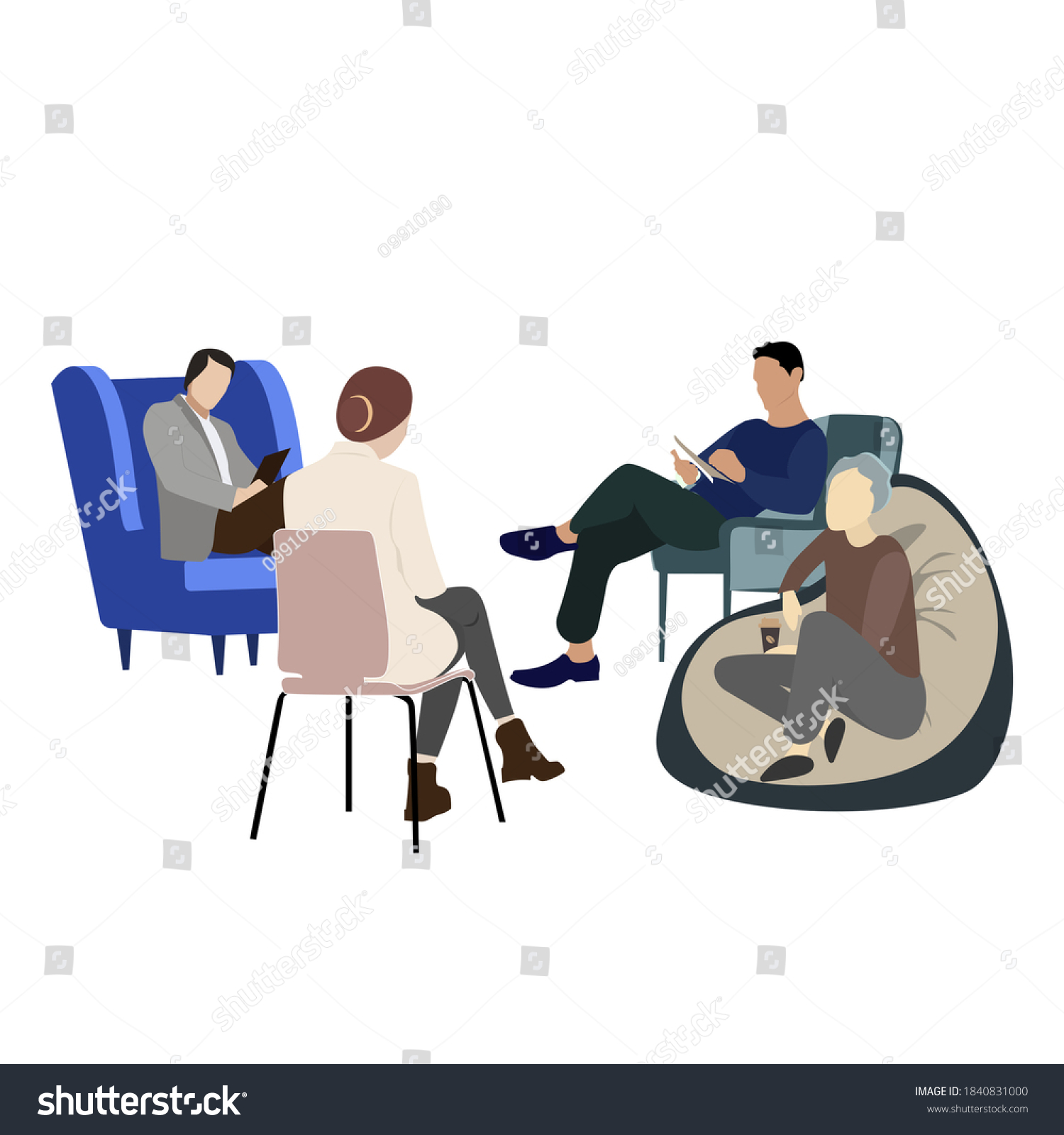 SVG of Group psychological support. Anonymous addict alcoholic, psychology medicine consultation, aid psychological, help patient with addiction drug or gambling. Vector illustration svg