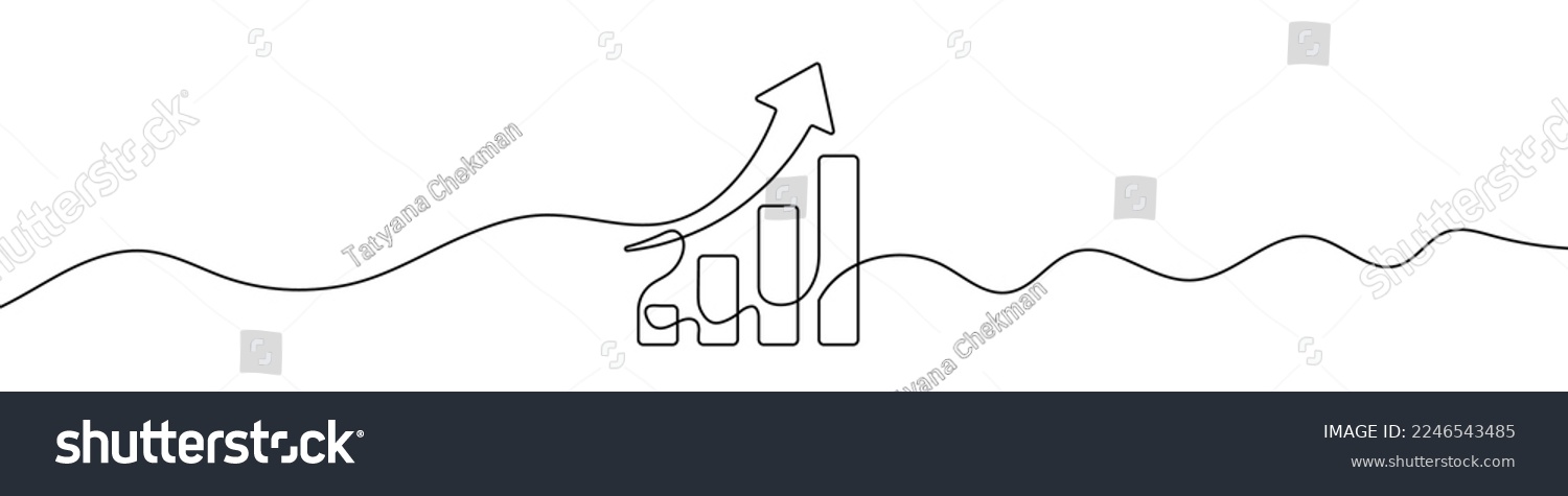 SVG of Growing graph in continuous line drawing style. Line art business chart icon. Vector illustration. Abstract background svg