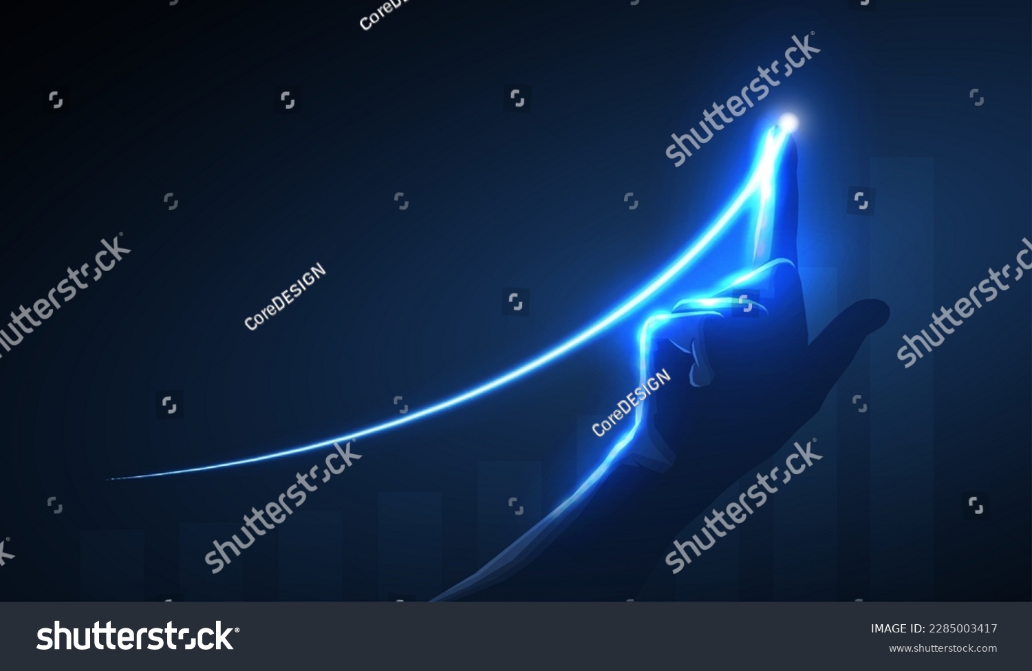 SVG of Growth. Rising success graph chart with a neon line. Upward trend, economy progress, company revenue, financial performance, lead manager, company growth, resulting analysis, sales increase concept. svg