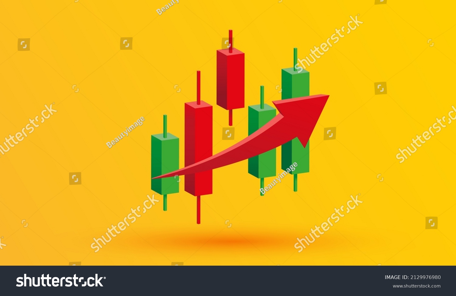 SVG of Growth stock diagram financial graph. candlestick with arrow up Trading stock or forex 3d icon vector illustration style svg