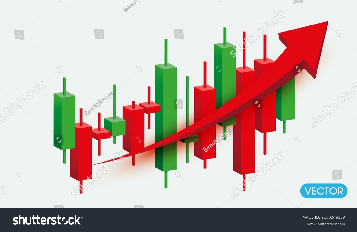 SVG of Growth stock diagram financial graph. candlestick with red arrow up Trading stock or forex 3d icon vector illustration style svg