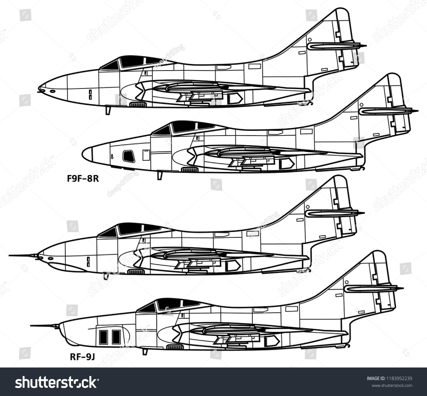 「Grumman F9f Cougar Outline Vector Drawing」のベクター画像素材(ロイヤリティフリー