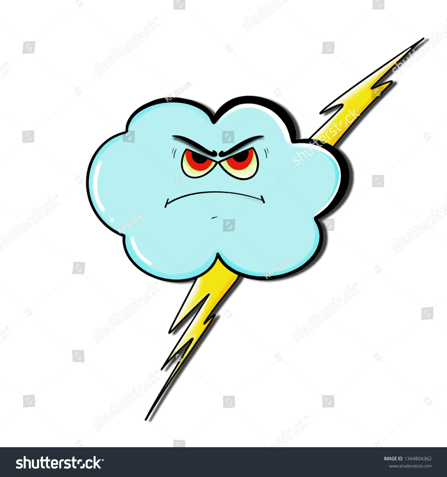 Grumpy Cloud Cartoon Illustration Lightning Bolts Stock Vector (Royalty ...